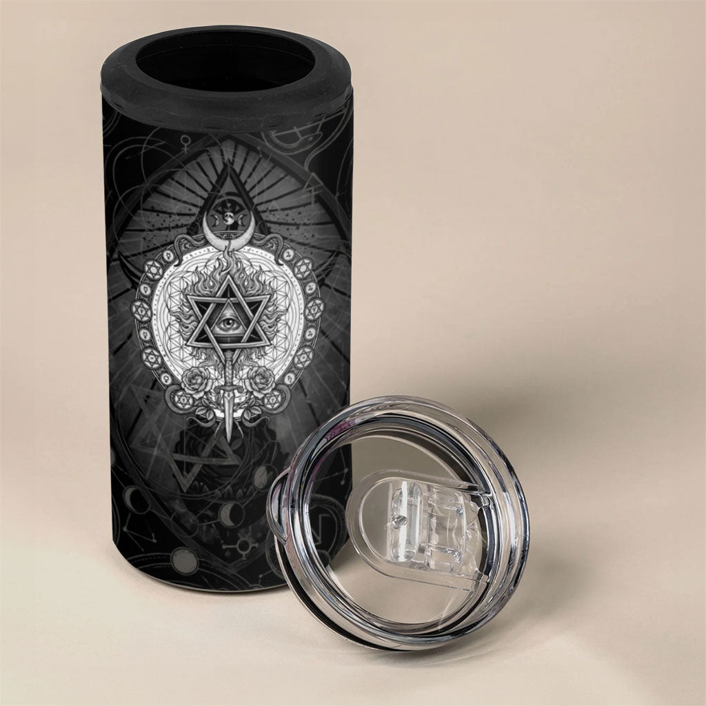Ordo Templi Orientis Occult Symbolism 4 in 1 Can Cooler Tumbler Esoteric Alchemy Sacred Geometry Black