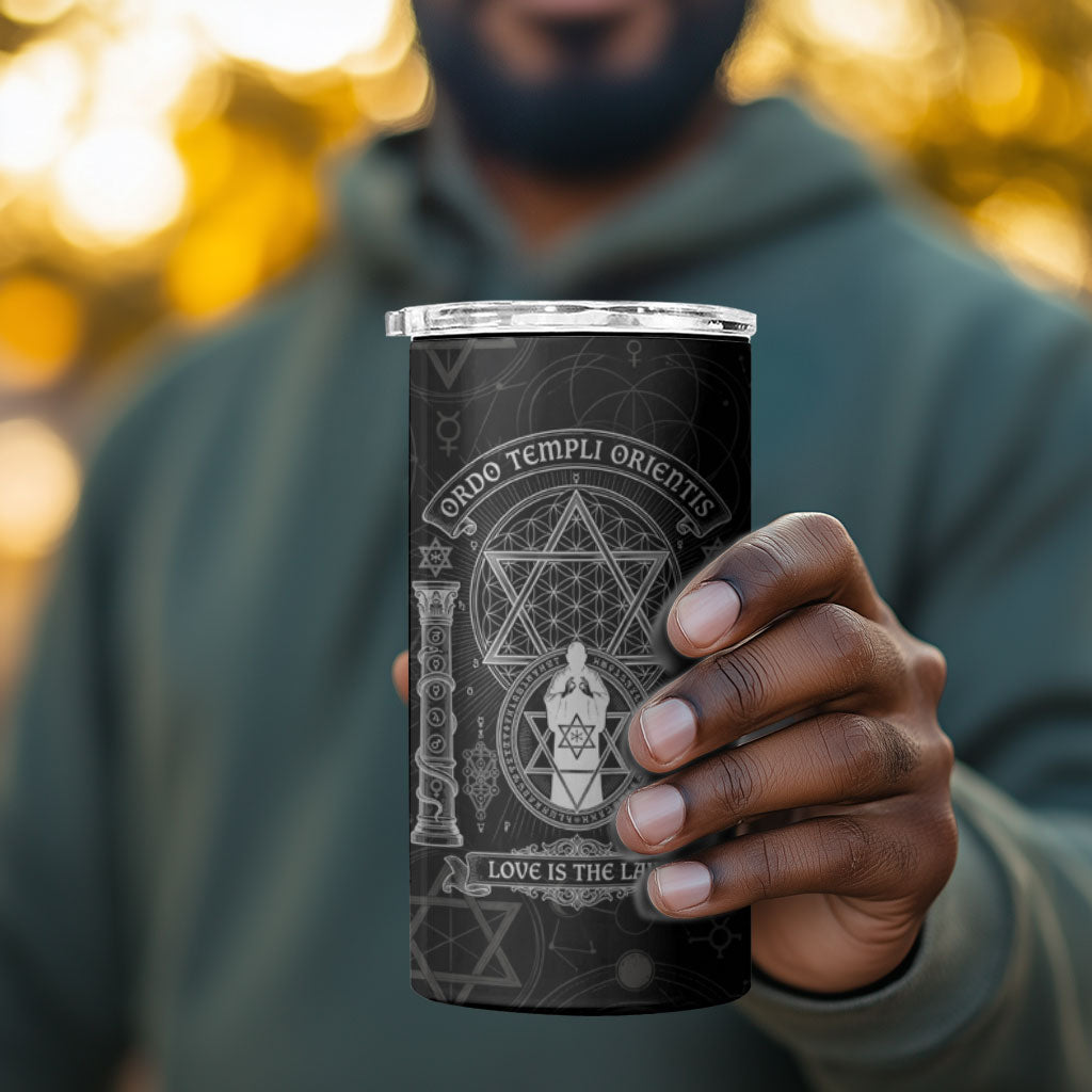 Ordo Templi Orientis Occult Symbolism 4 in 1 Can Cooler Tumbler Esoteric Alchemy Sacred Geometry Black