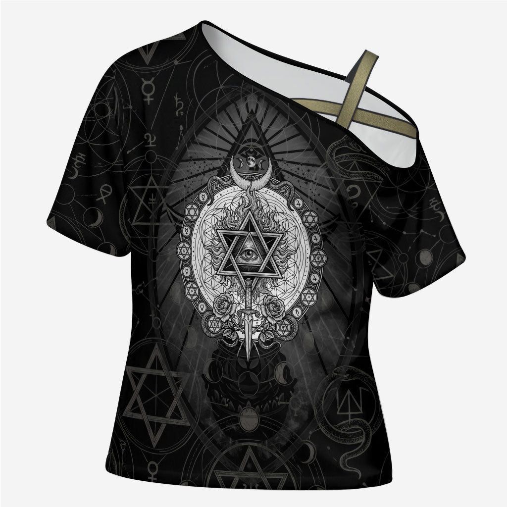 Ordo Templi Orientis Occult Symbolism Cross Shoulder Shirt Esoteric Alchemy Sacred Geometry Black
