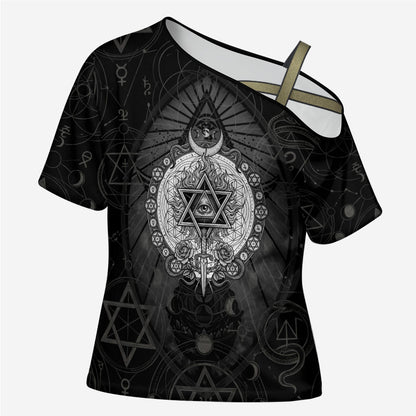 Ordo Templi Orientis Occult Symbolism Cross Shoulder Shirt Esoteric Alchemy Sacred Geometry Black