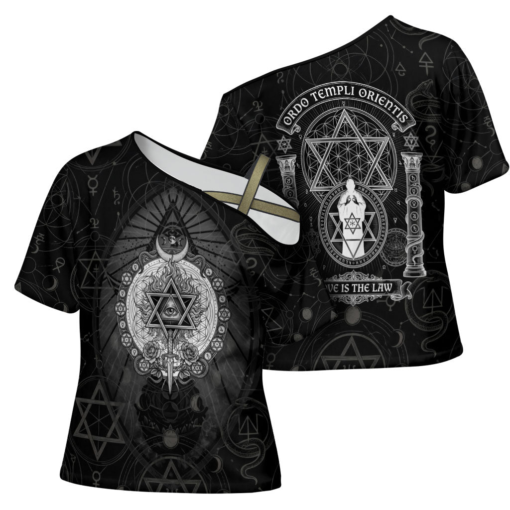 Ordo Templi Orientis Occult Symbolism Cross Shoulder Shirt Esoteric Alchemy Sacred Geometry Black