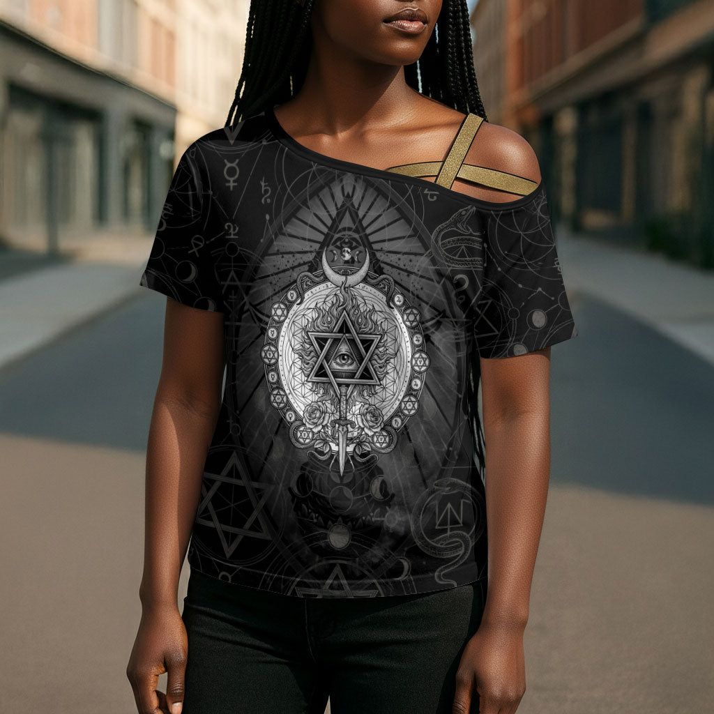 Ordo Templi Orientis Occult Symbolism Cross Shoulder Shirt Esoteric Alchemy Sacred Geometry Black