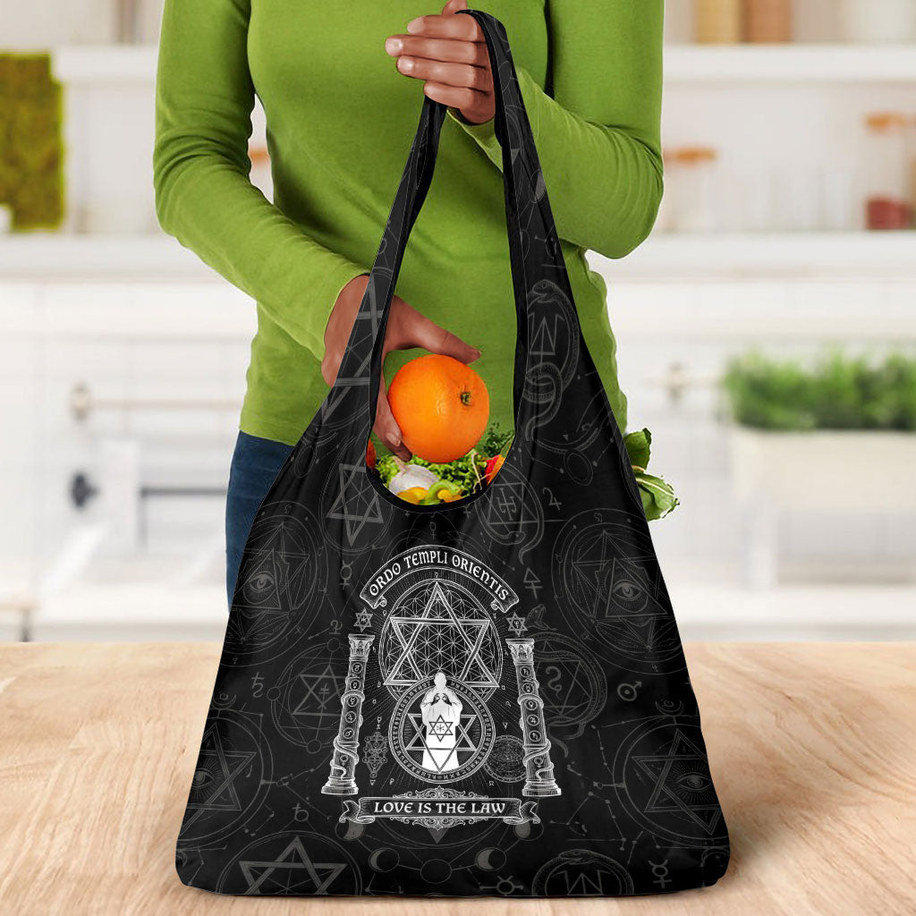 Ordo Templi Orientis Occult Symbolism Grocery Bag Esoteric Alchemy Sacred Geometry Black