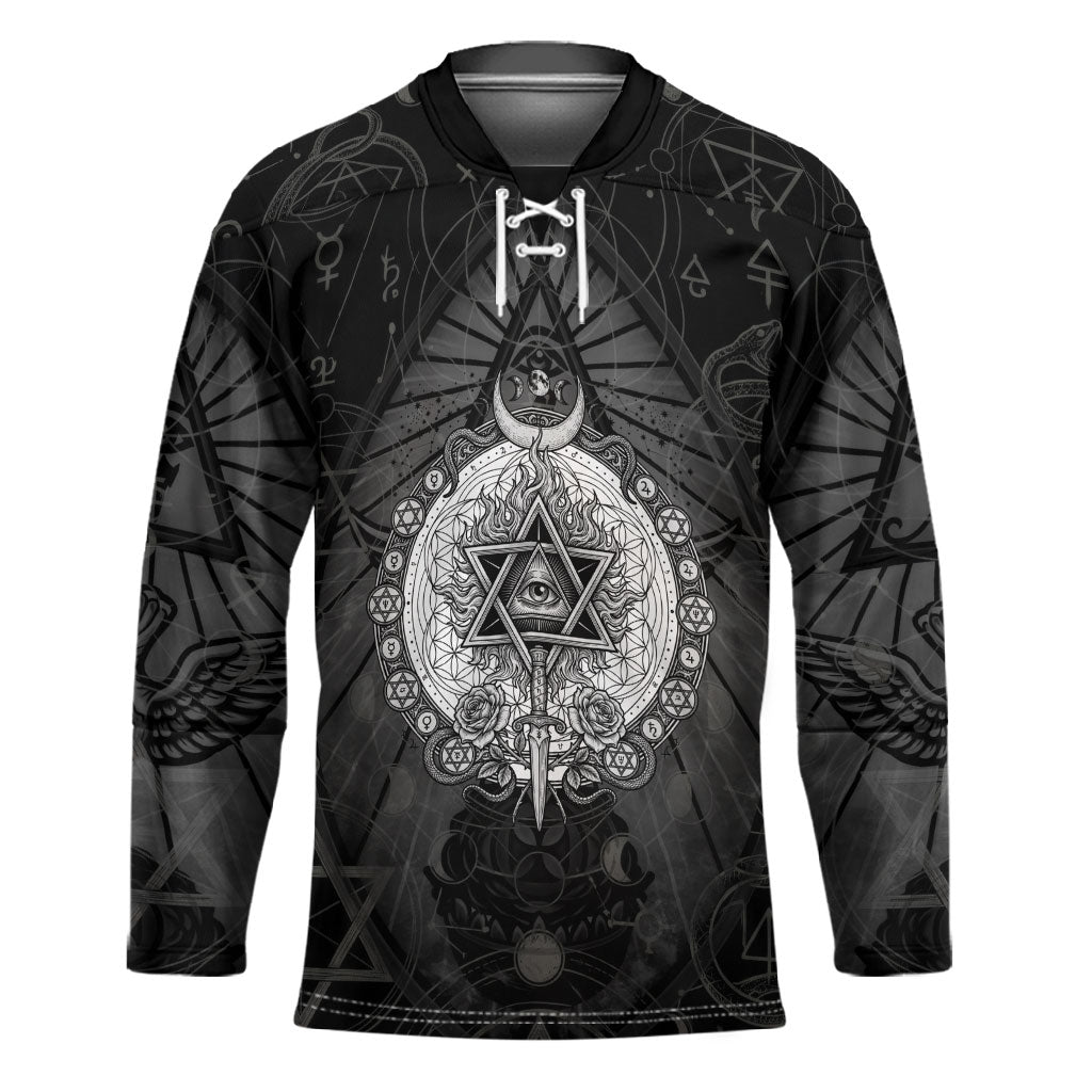 Ordo Templi Orientis Occult Symbolism Hockey Jersey Esoteric Alchemy Sacred Geometry Black