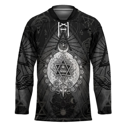 Ordo Templi Orientis Occult Symbolism Hockey Jersey Esoteric Alchemy Sacred Geometry Black