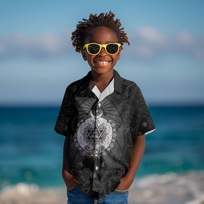 Ordo Templi Orientis Occult Symbolism Kid Hawaiian Shirt Esoteric Alchemy Sacred Geometry Black