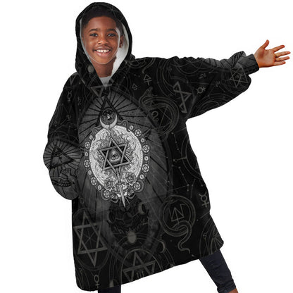 Ordo Templi Orientis Occult Symbolism Kid Wearable Blanket Hoodie Esoteric Alchemy Sacred Geometry Black