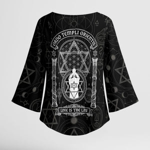 Ordo Templi Orientis Occult Symbolism Kimono Sleeve Blouse Esoteric Alchemy Sacred Geometry Black