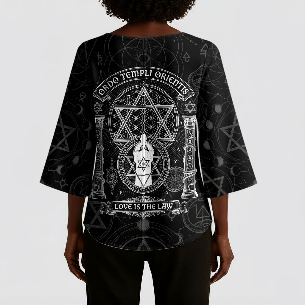 Ordo Templi Orientis Occult Symbolism Kimono Sleeve Blouse Esoteric Alchemy Sacred Geometry Black