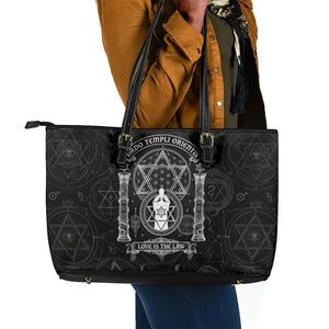 Ordo Templi Orientis Occult Symbolism Leather Tote Bag Esoteric Alchemy Sacred Geometry Black
