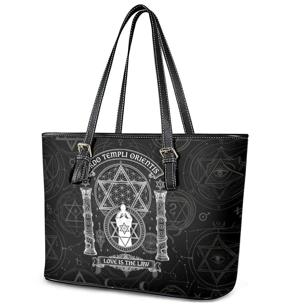 Ordo Templi Orientis Occult Symbolism Leather Tote Bag Esoteric Alchemy Sacred Geometry Black