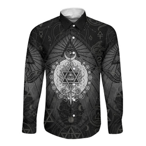 Ordo Templi Orientis Occult Symbolism Long Sleeve Button Shirt Esoteric Alchemy Sacred Geometry Black