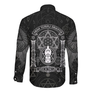 Ordo Templi Orientis Occult Symbolism Long Sleeve Button Shirt Esoteric Alchemy Sacred Geometry Black