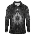 Ordo Templi Orientis Occult Symbolism Long Sleeve Polo Shirt Esoteric Alchemy Sacred Geometry Black