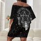 Ordo Templi Orientis Occult Symbolism Off Shoulder Short Dress Esoteric Alchemy Sacred Geometry Black