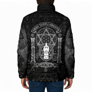 Ordo Templi Orientis Occult Symbolism Padded Jacket Esoteric Alchemy Sacred Geometry Black