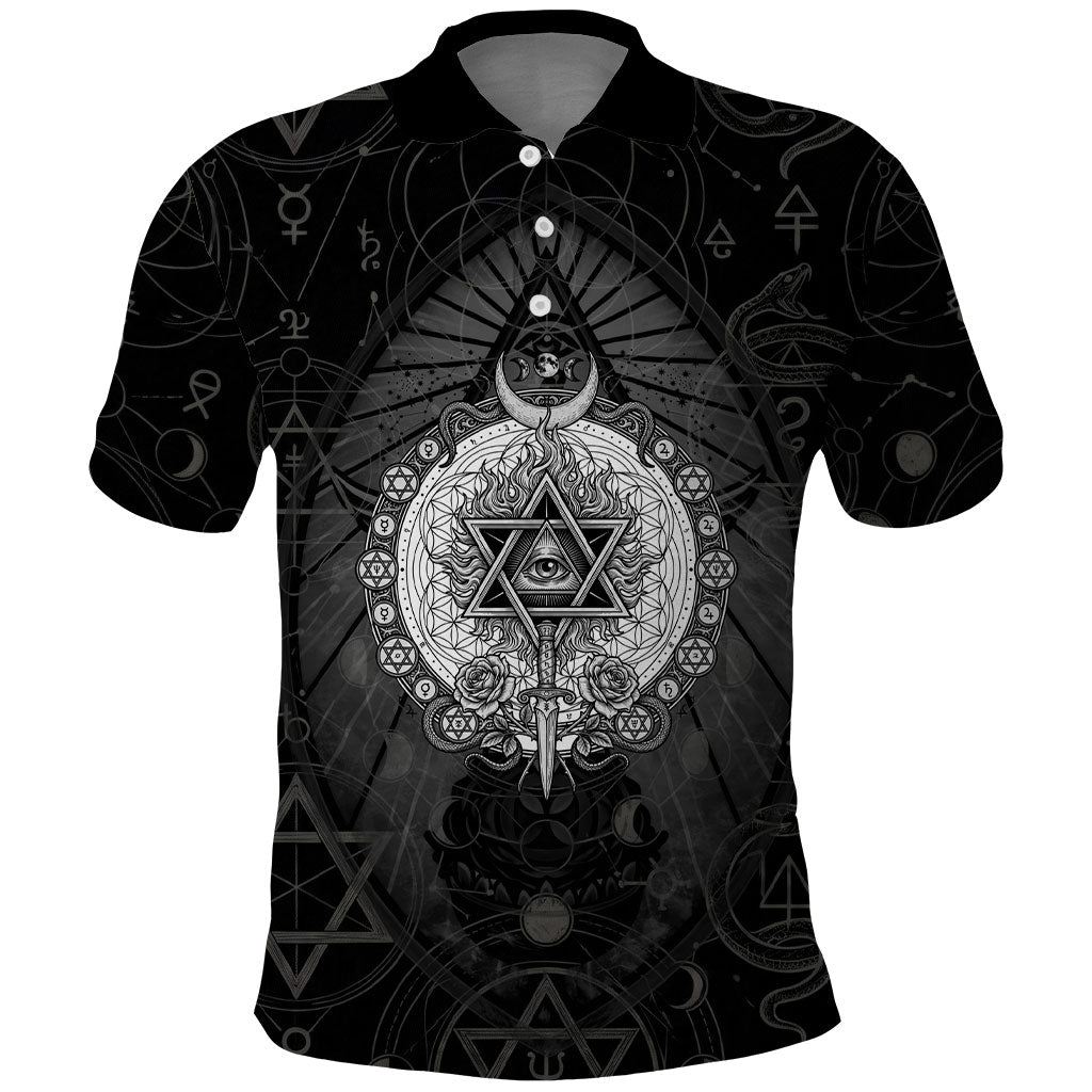 Ordo Templi Orientis Occult Symbolism Polo Shirt Esoteric Alchemy Sacred Geometry Black