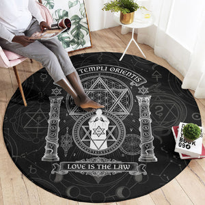 Ordo Templi Orientis Occult Symbolism Round Carpet Esoteric Alchemy Sacred Geometry Black