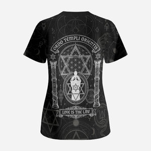 Ordo Templi Orientis Occult Symbolism Scrub Top Esoteric Alchemy Sacred Geometry Black
