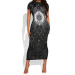 Ordo Templi Orientis Occult Symbolism Short Sleeve Bodycon Dress Esoteric Alchemy Sacred Geometry Black
