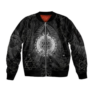Ordo Templi Orientis Occult Symbolism Sleeve Zip Bomber Jacket Esoteric Alchemy Sacred Geometry Black