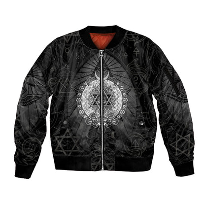Ordo Templi Orientis Occult Symbolism Sleeve Zip Bomber Jacket Esoteric Alchemy Sacred Geometry Black