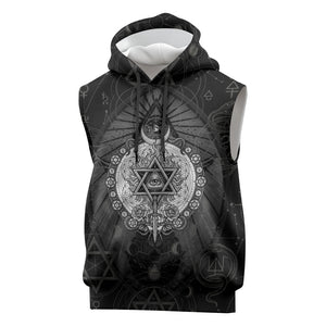 Ordo Templi Orientis Occult Symbolism Sleeveless Hoodie Esoteric Alchemy Sacred Geometry Black