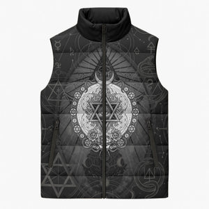 Ordo Templi Orientis Occult Symbolism Sleeveless Puffer Jacket Esoteric Alchemy Sacred Geometry Black