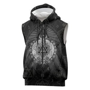 Ordo Templi Orientis Occult Symbolism Sleeveless Zip Hoodie Esoteric Alchemy Sacred Geometry Black