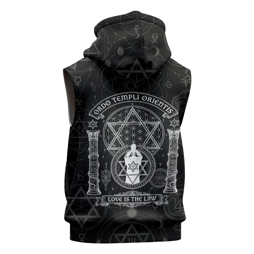 Ordo Templi Orientis Occult Symbolism Sleeveless Zip Hoodie Esoteric Alchemy Sacred Geometry Black