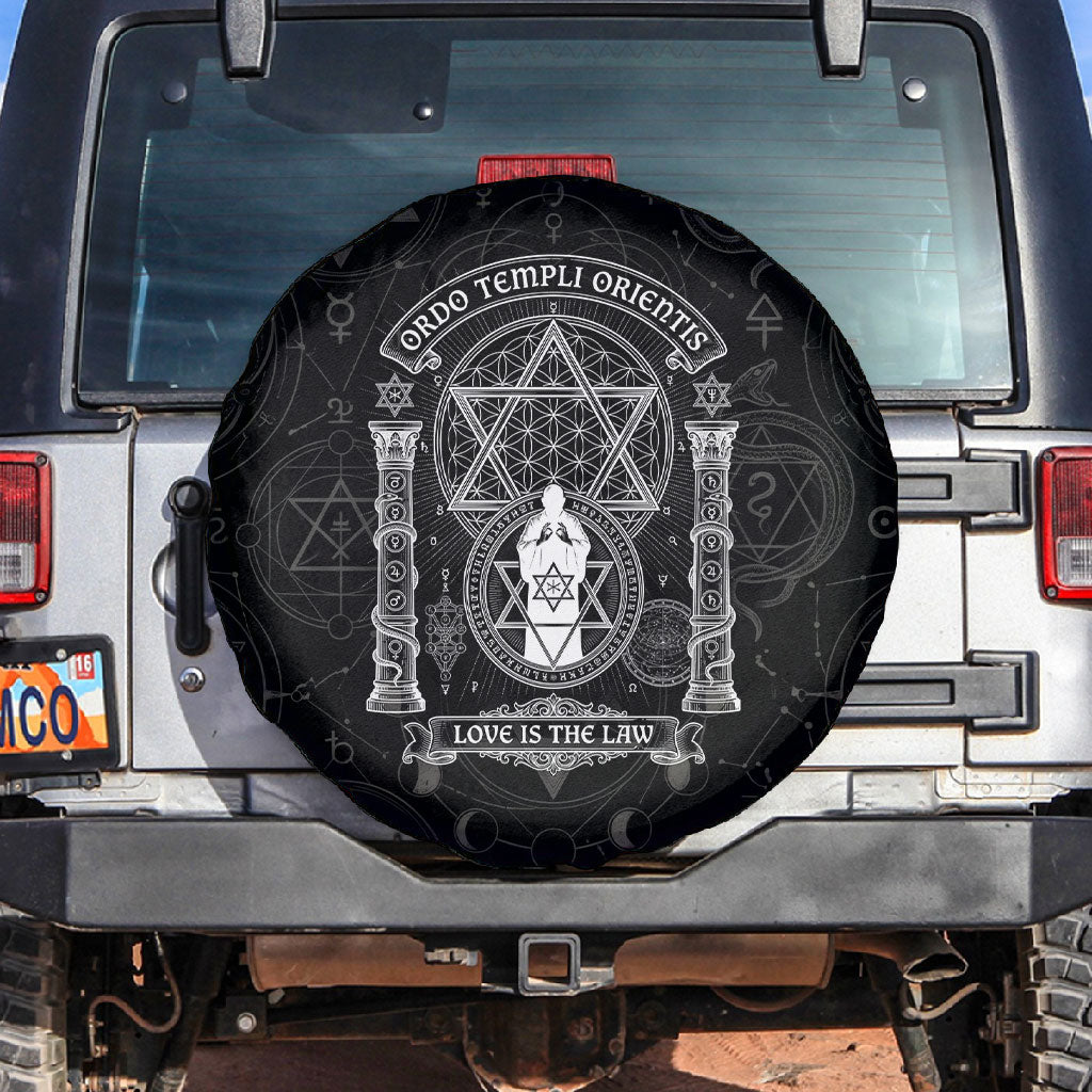 Ordo Templi Orientis Occult Symbolism Spare Tire Cover Esoteric Alchemy Sacred Geometry Black