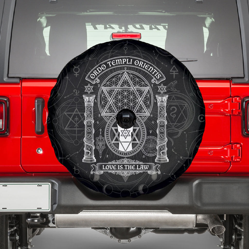 Ordo Templi Orientis Occult Symbolism Spare Tire Cover Esoteric Alchemy Sacred Geometry Black