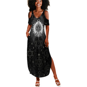 Ordo Templi Orientis Occult Symbolism Summer Maxi Dress Esoteric Alchemy Sacred Geometry Black