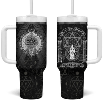 Ordo Templi Orientis Occult Symbolism Tumbler With Handle Esoteric Alchemy Sacred Geometry Black