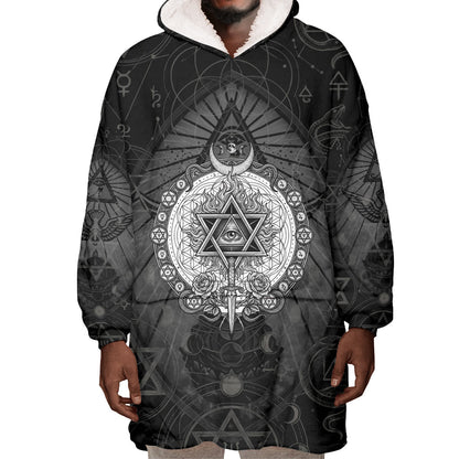 Ordo Templi Orientis Occult Symbolism Wearable Blanket Hoodie Esoteric Alchemy Sacred Geometry Black