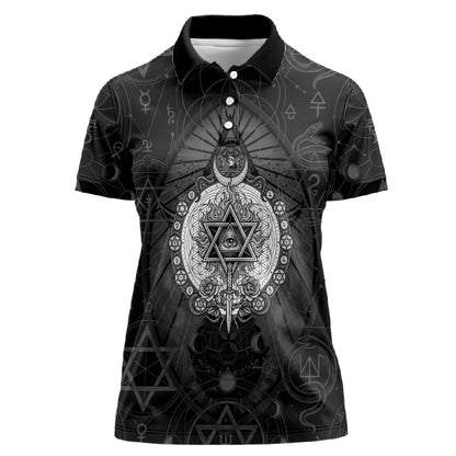 Ordo Templi Orientis Occult Symbolism Women Polo Shirt Esoteric Alchemy Sacred Geometry Black