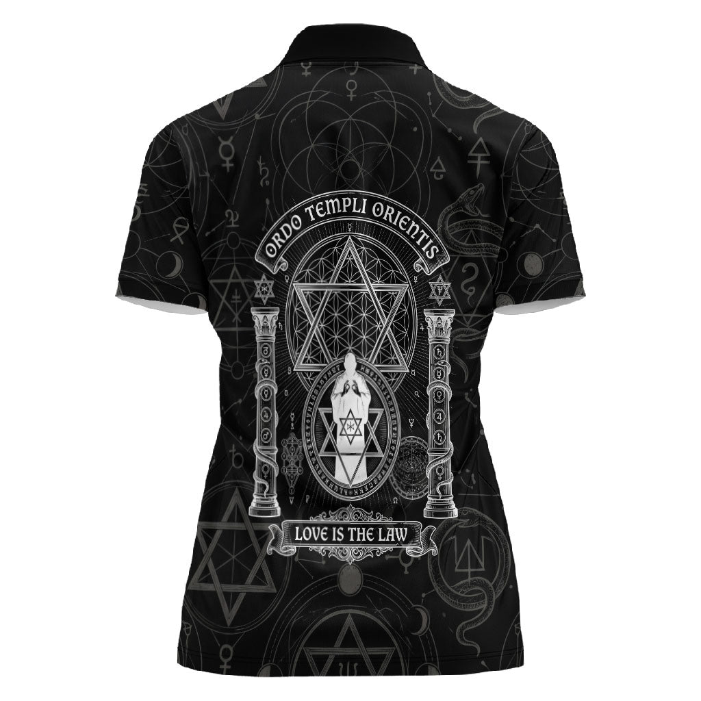 Ordo Templi Orientis Occult Symbolism Women Polo Shirt Esoteric Alchemy Sacred Geometry Black
