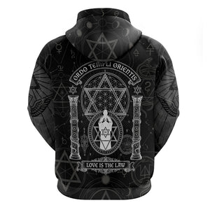 Ordo Templi Orientis Occult Symbolism Zip Hoodie Esoteric Alchemy Sacred Geometry Black