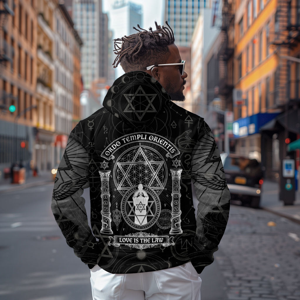 Ordo Templi Orientis Occult Symbolism Zip Hoodie Esoteric Alchemy Sacred Geometry Black