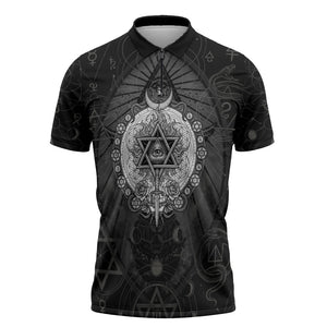 Ordo Templi Orientis Occult Symbolism Zipper Polo Shirt Esoteric Alchemy Sacred Geometry Black