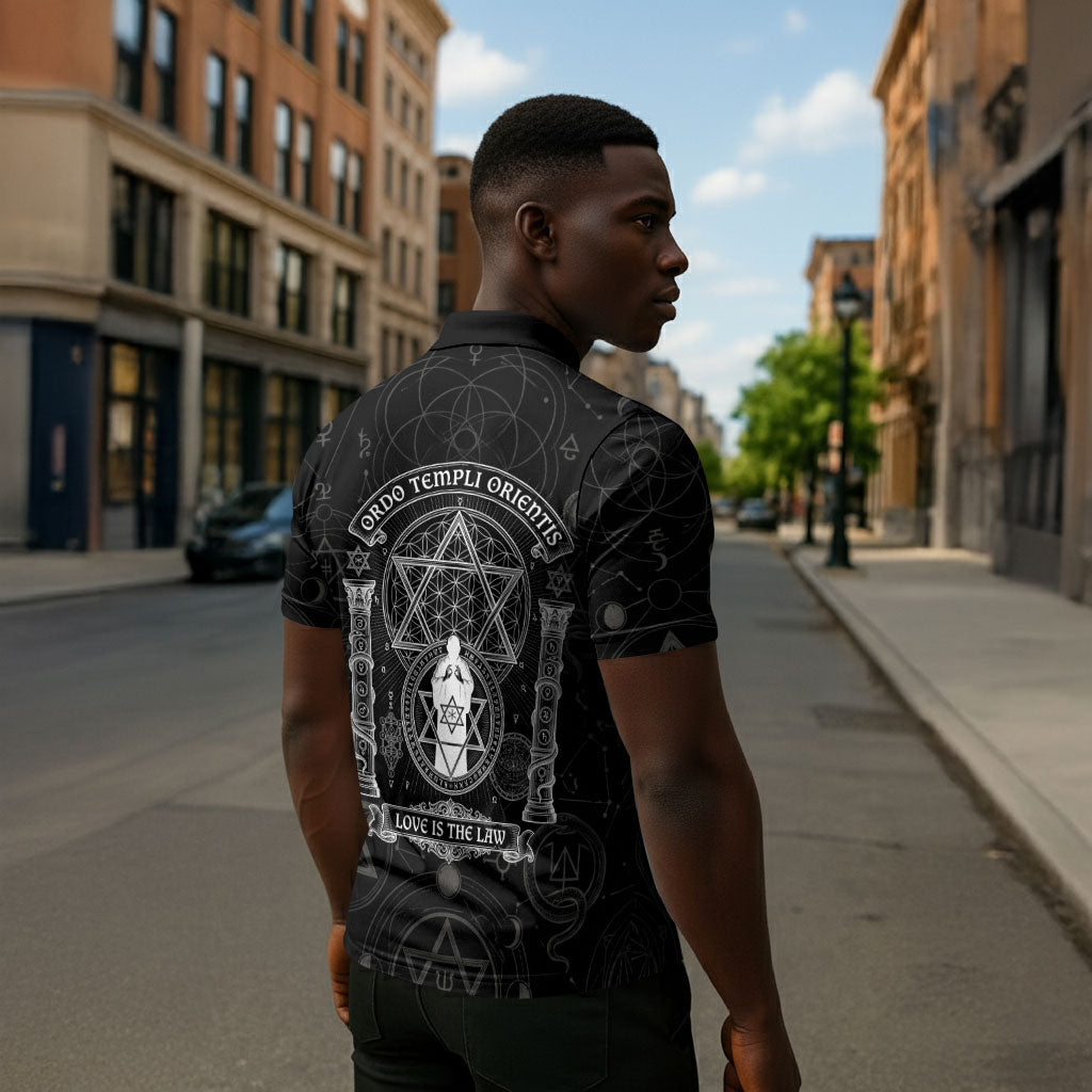 Ordo Templi Orientis Occult Symbolism Zipper Polo Shirt Esoteric Alchemy Sacred Geometry Black