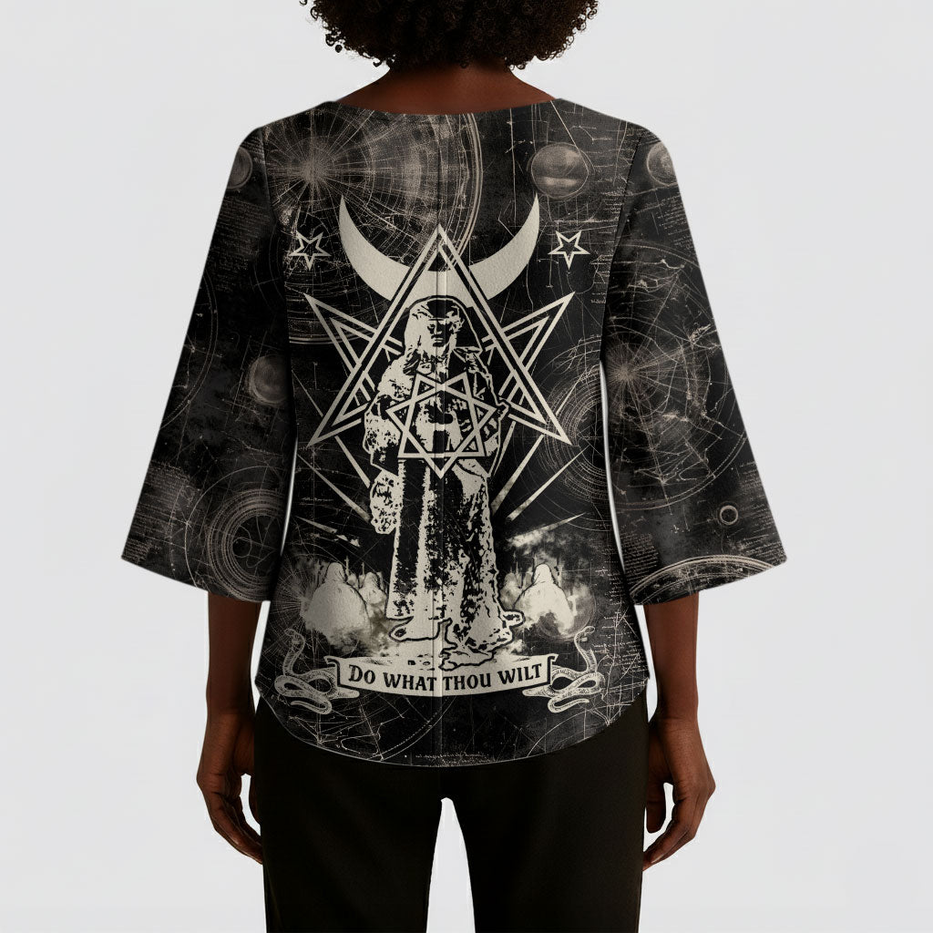 Ordo Templi Orientis Thelema Kimono Sleeve Blouse Do What Thou Wilt Mystic Serpent