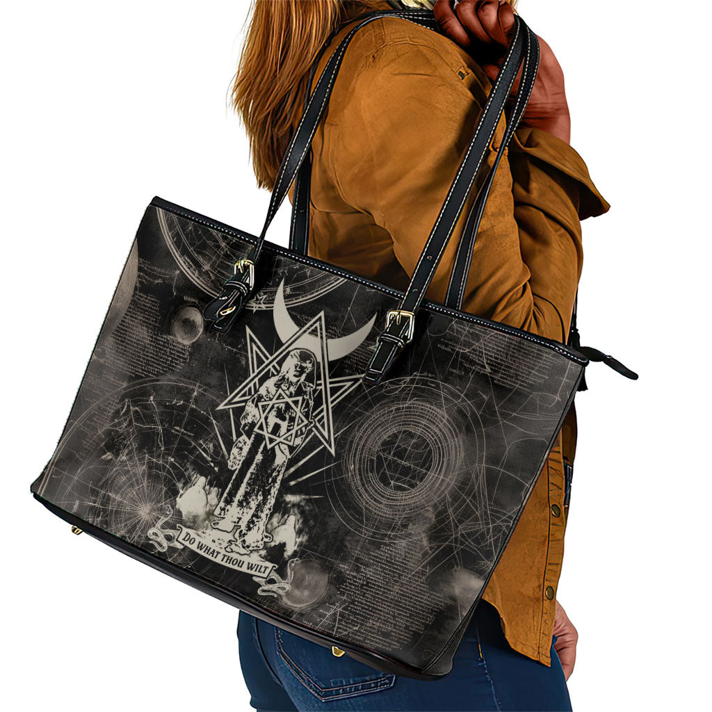 Ordo Templi Orientis Thelema Leather Tote Bag Do What Thou Wilt Mystic Serpent