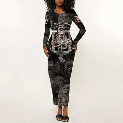 Ordo Templi Orientis Thelema Long Sleeve Bodycon Dress Do What Thou Wilt Mystic Serpent