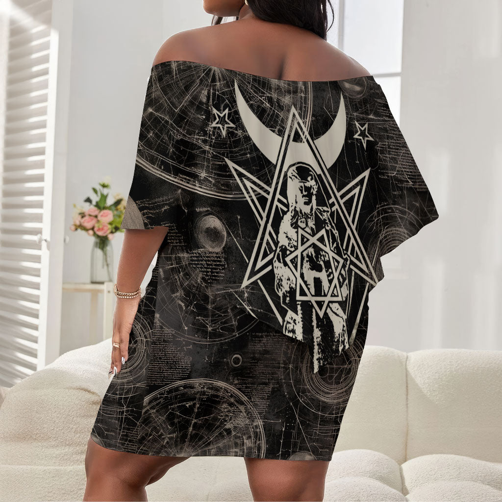Ordo Templi Orientis Thelema Off Shoulder Short Dress Do What Thou Wilt Mystic Serpent