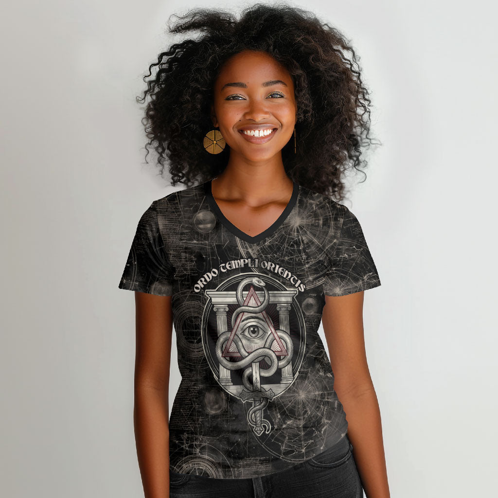 Ordo Templi Orientis Thelema Women V-Neck T-Shirt Do What Thou Wilt Mystic Serpent