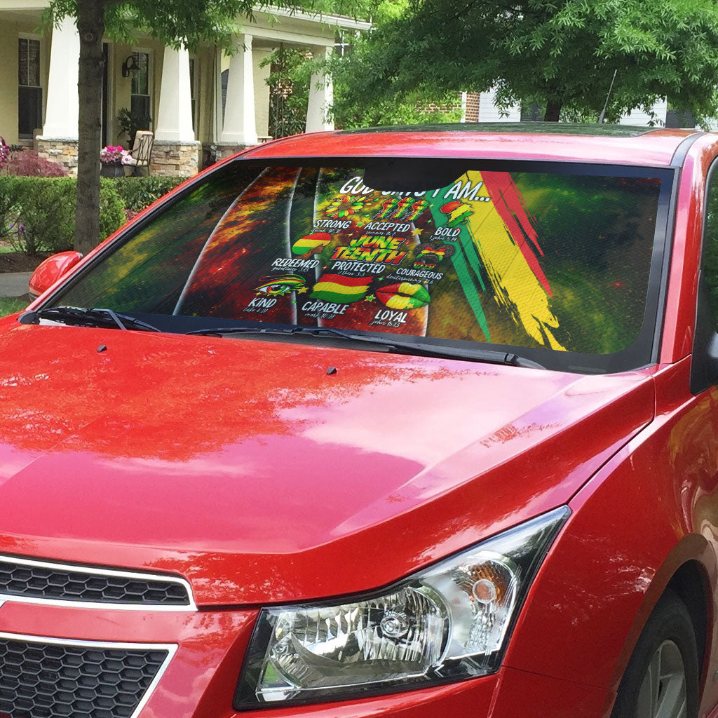 Juneteenth God Says I Am Christian Freedom Auto Sun Shade Pan African Flag Colors Tie Dye Galaxy