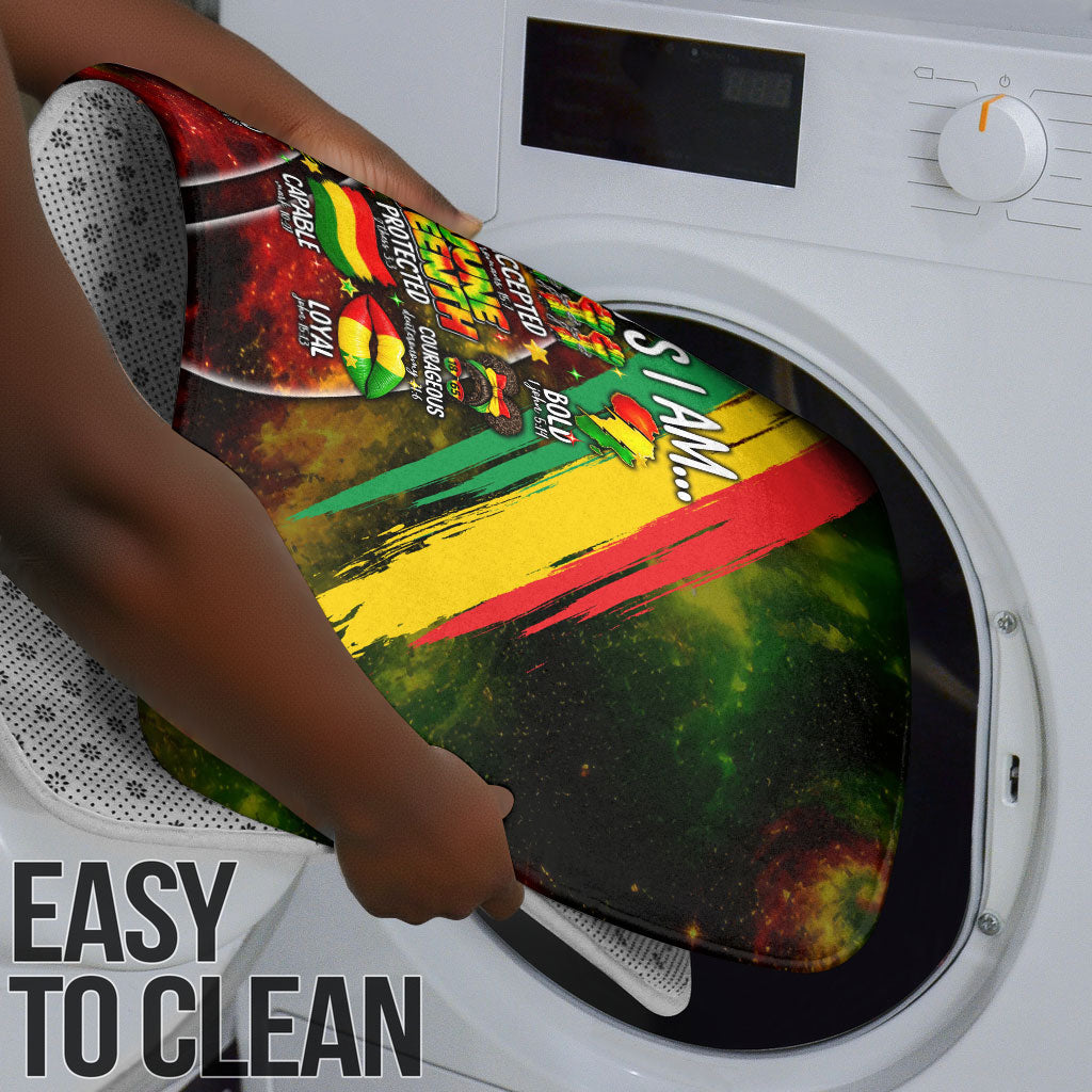 Juneteenth God Says I Am Christian Freedom Bathroom Set Pan African Flag Colors Tie Dye Galaxy