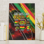 Juneteenth God Says I Am Christian Freedom Canvas Wall Art Pan African Flag Colors Tie Dye Galaxy