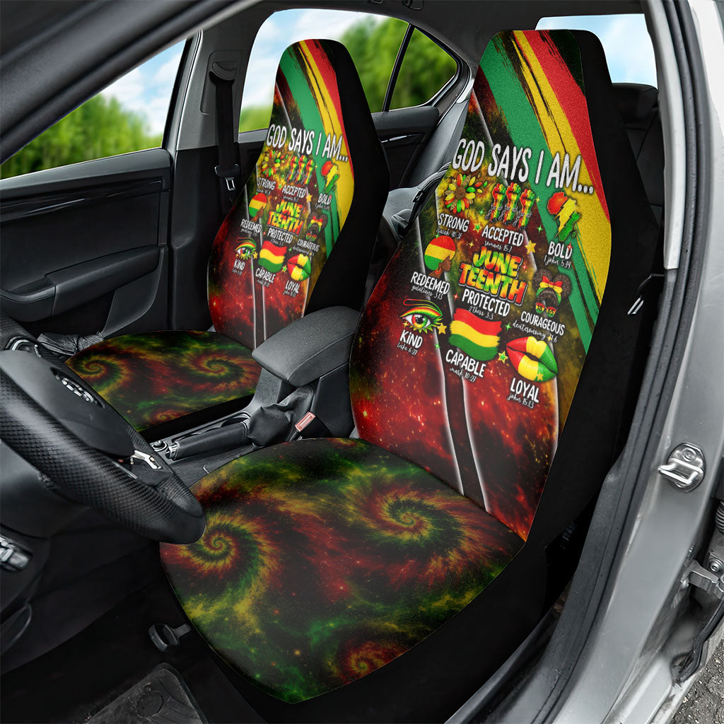 Juneteenth God Says I Am Christian Freedom Car Seat Cover Pan African Flag Colors Tie Dye Galaxy